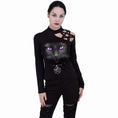 Bild in Galerie-Betrachter laden, Langarm-T-Shirt Spiral Black Cat