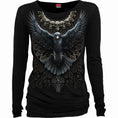 Bild in Galerie-Betrachter laden, Langarm-T-Shirt Spiral Raven Skull