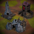 Load image into Gallery viewer, Iron Horde terrænsæt med Orc Pit, Wolf Kennel og Furnace