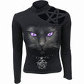 Bild in Galerie-Betrachter laden, Langarm-T-Shirt Spiral Black Cat
