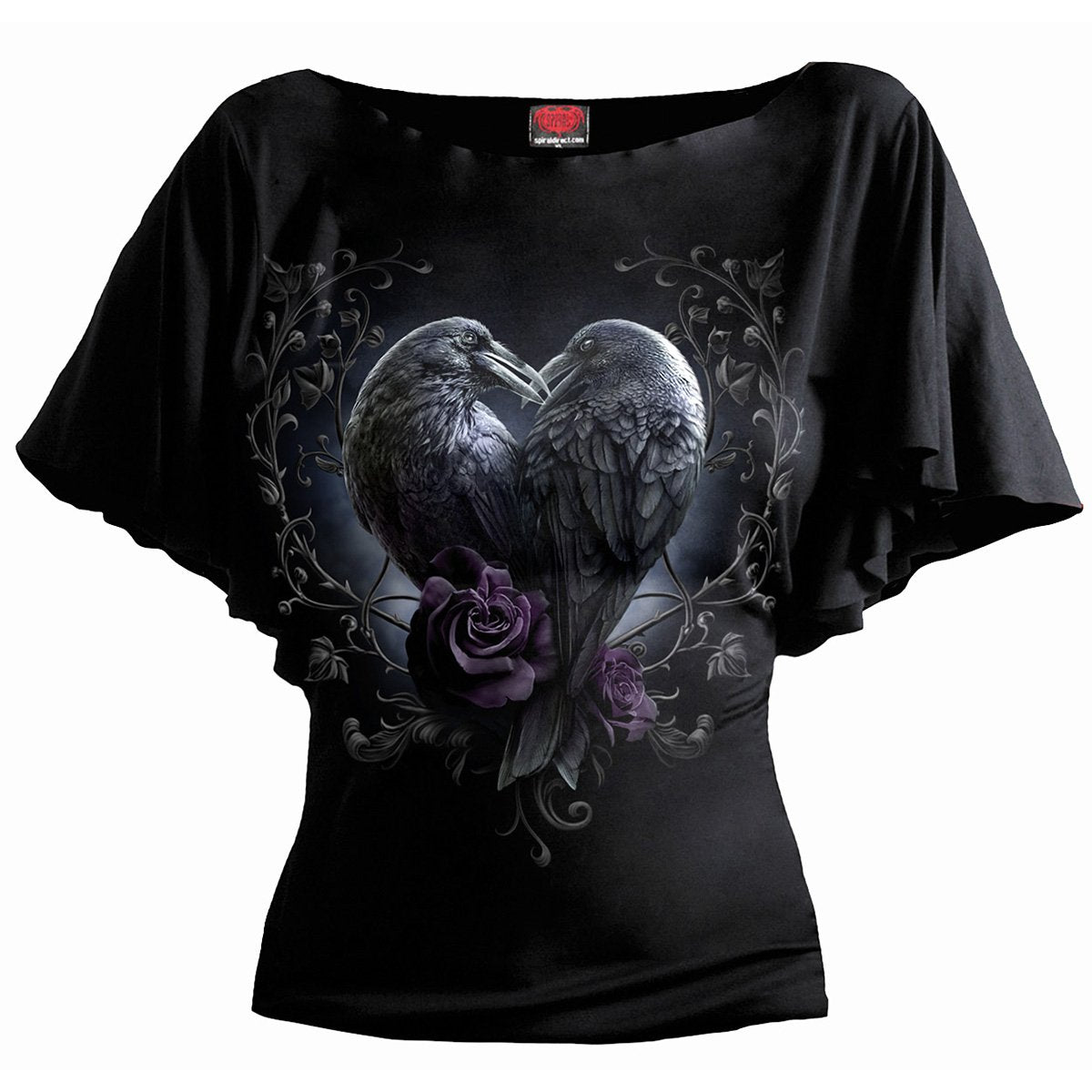 Tops - Kurzarm Spiral Raven Heart