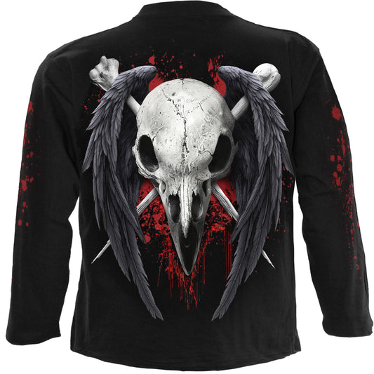 Long-Sleeved T-Shirt Spiral Death Raven