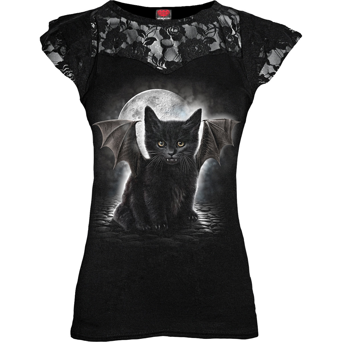 Oberteile - Kurzarm Spiral Fledermaus Katze