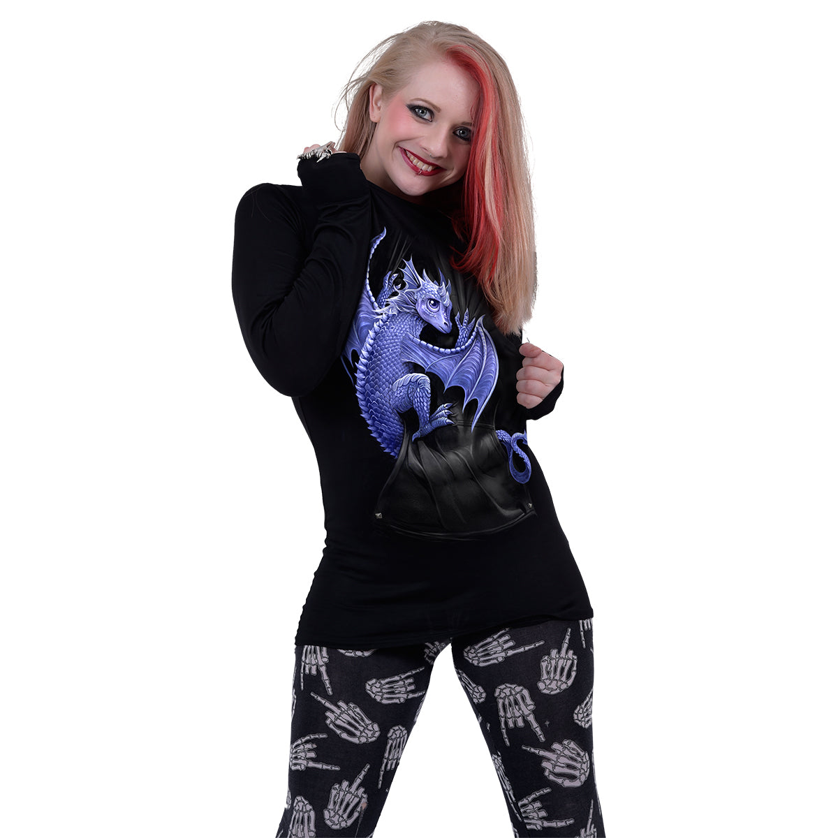 Langärmliges T-Shirt Spiraltasche Drache