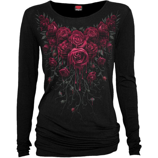 Long-sleeved T-shirt Spiral Blood Rose
