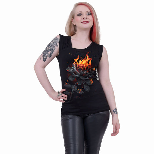 Tank Top Spiral Flaming Rose