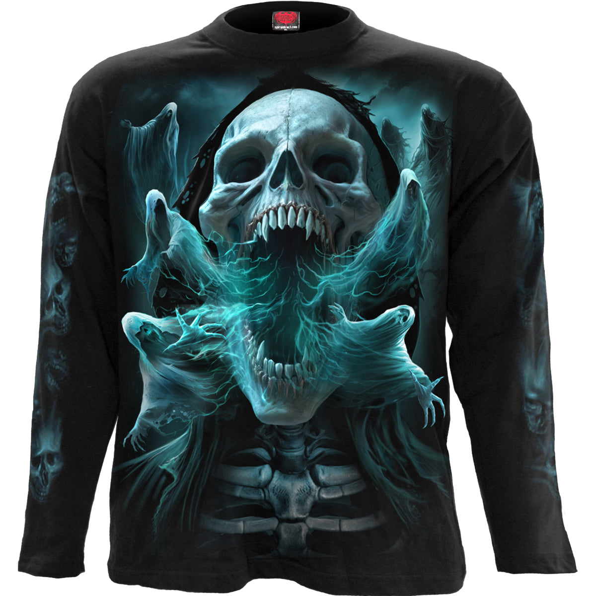 Langarm-T-Shirt Spiral Ghost Skull