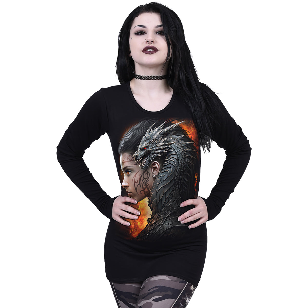 Langarm-T-Shirt Spiral Draco Queen