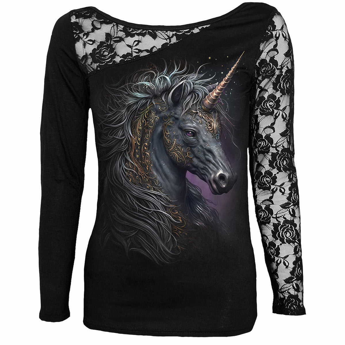 Langarm-T-Shirt Spirale Keltisches Einhorn