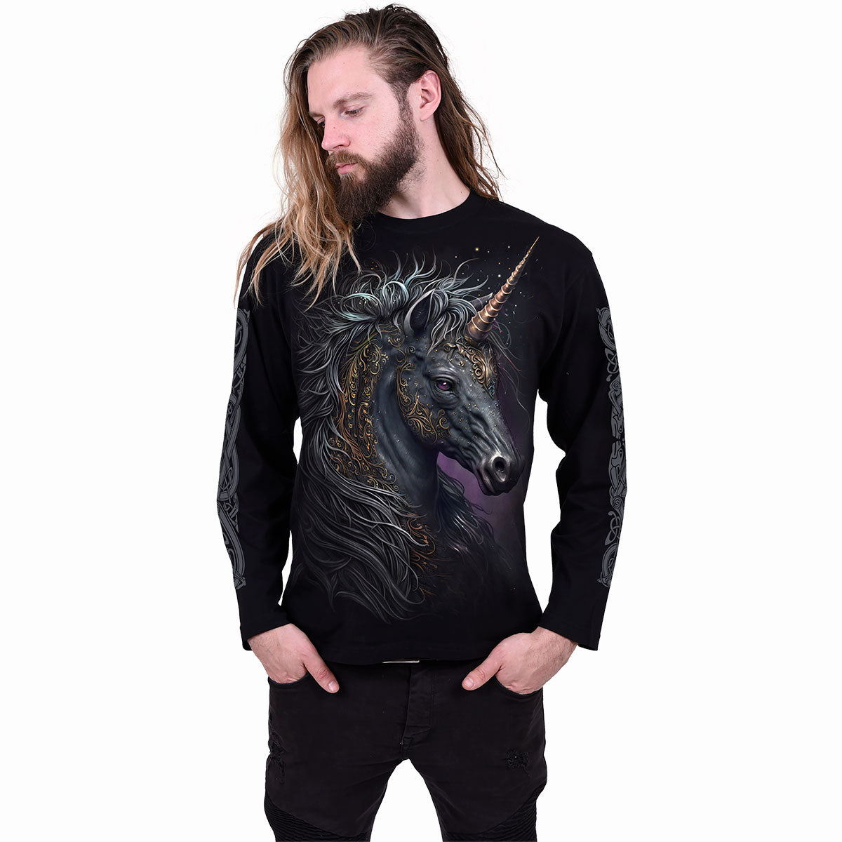 Langarmshirt Spiral Celtic Unicorn