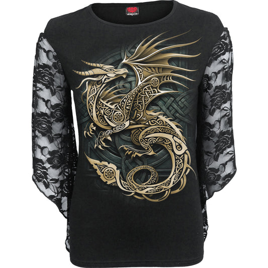 Langarm-T-Shirt Spiral Celtic Dragon