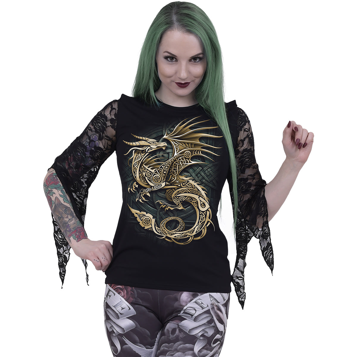 Langarm-T-Shirt Spiral Celtic Dragon