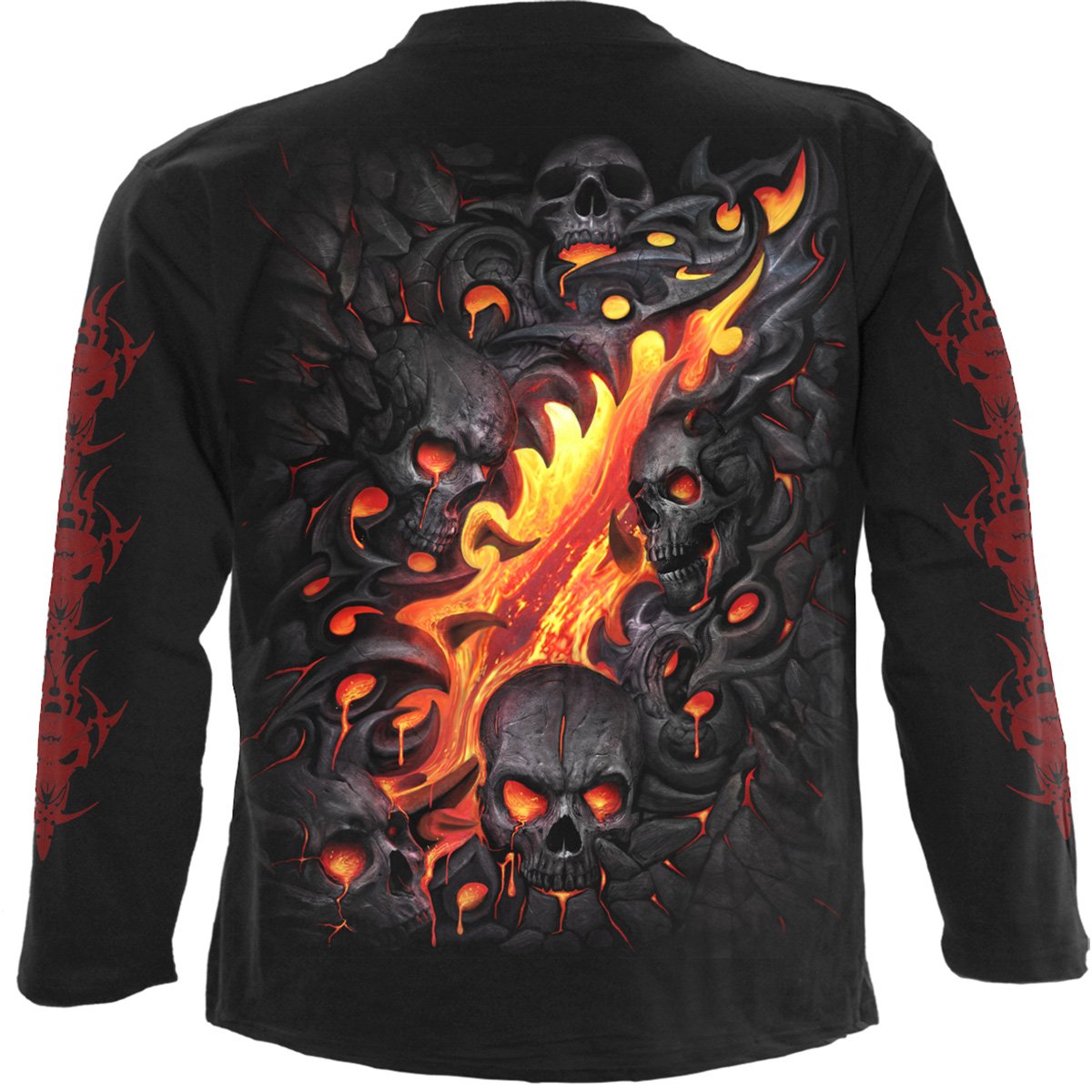 Langärmliges T-Shirt Spiral Skull Lava
