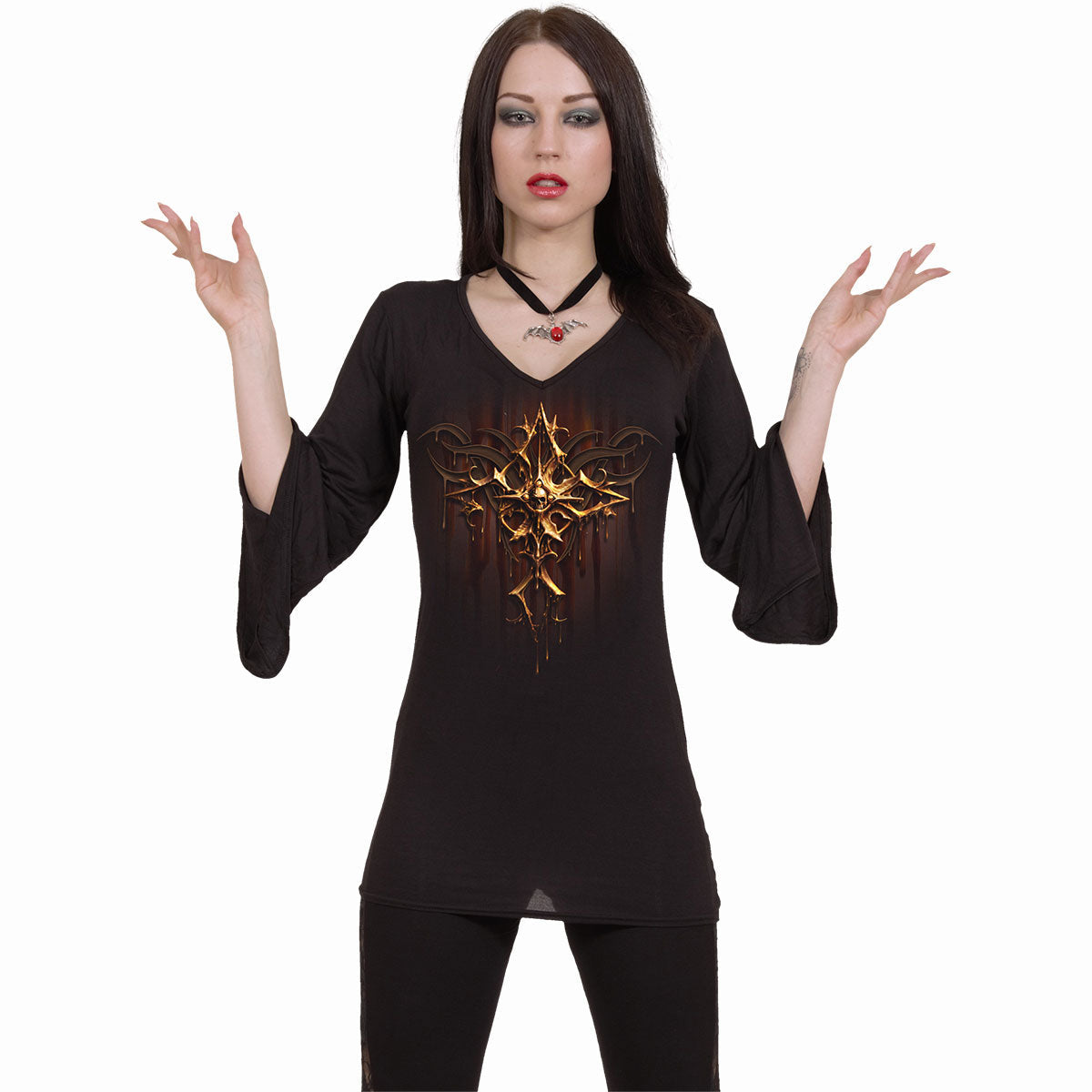 Langarm-T-Shirt Spiral Dripping Gold
