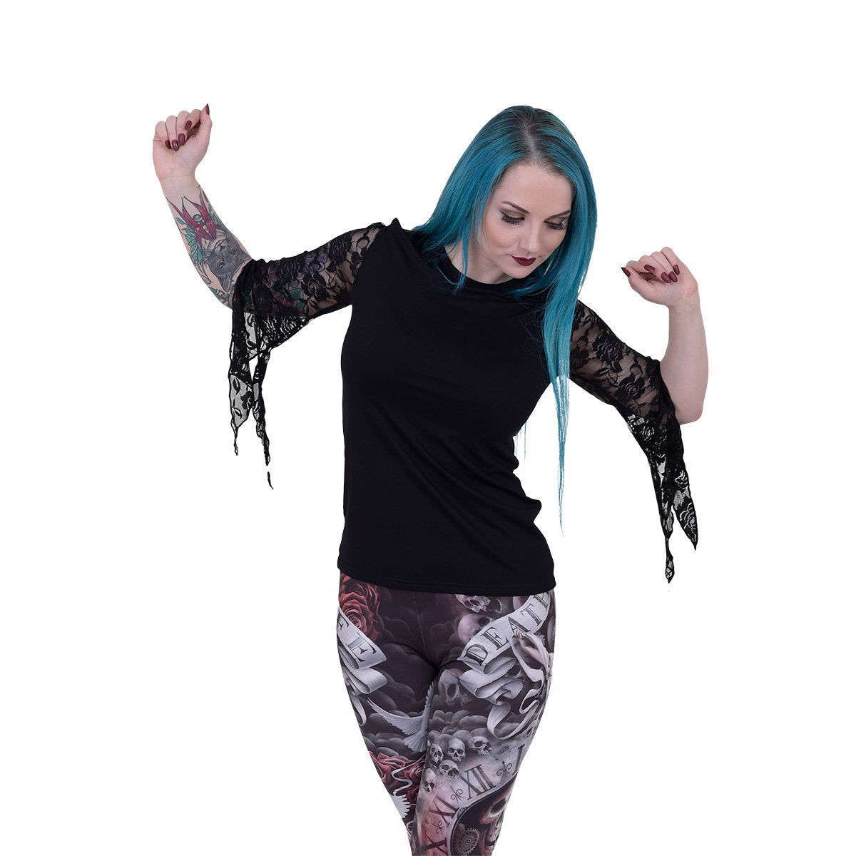 Langarm-T-Shirt Spirale Gothic Eleganz
