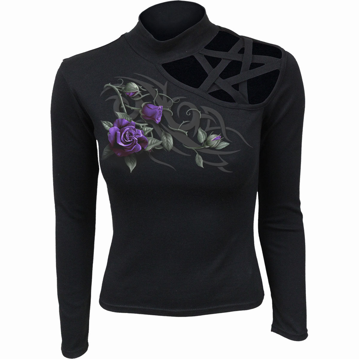 Langarm-T-Shirt Spiral Tribal Rose