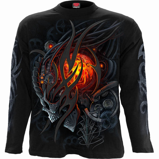 Langarm-T-Shirt Spiral Steampunk Skull
