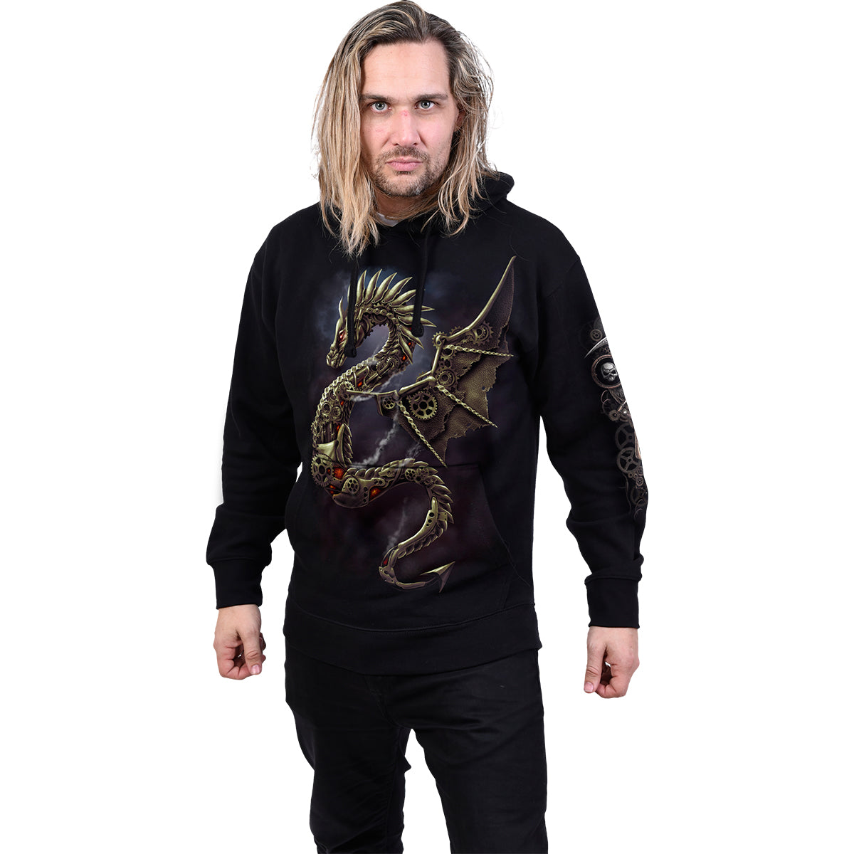 Kapuzenpullover Spiraldrache Zahnräder