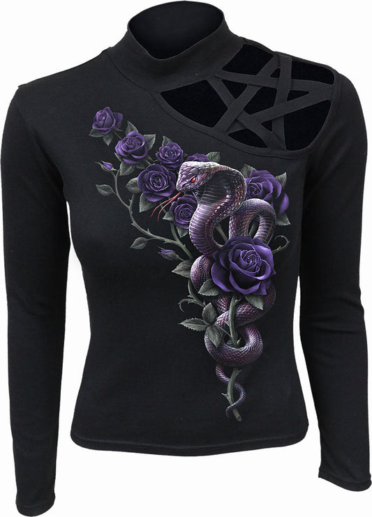 Langarm-T-Shirt Spiral Cobra Roses
