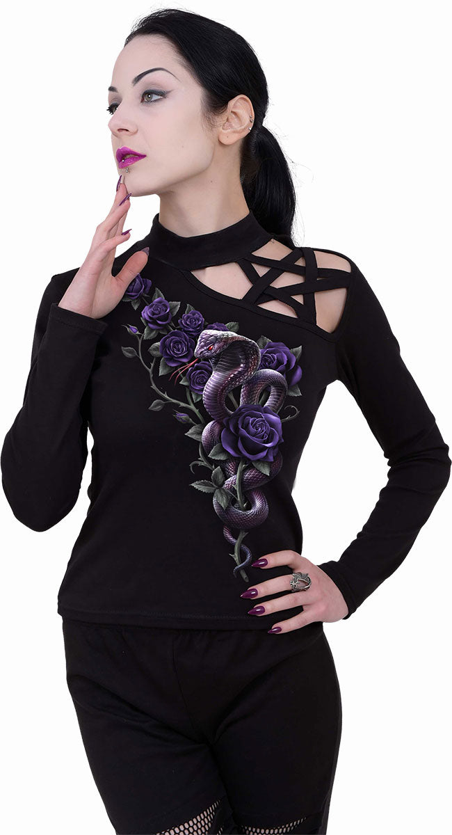 Langarm-T-Shirt Spiral Cobra Roses