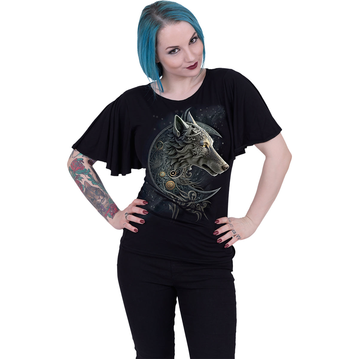Tops – Kurzarm-Spirale Keltischer Wolf