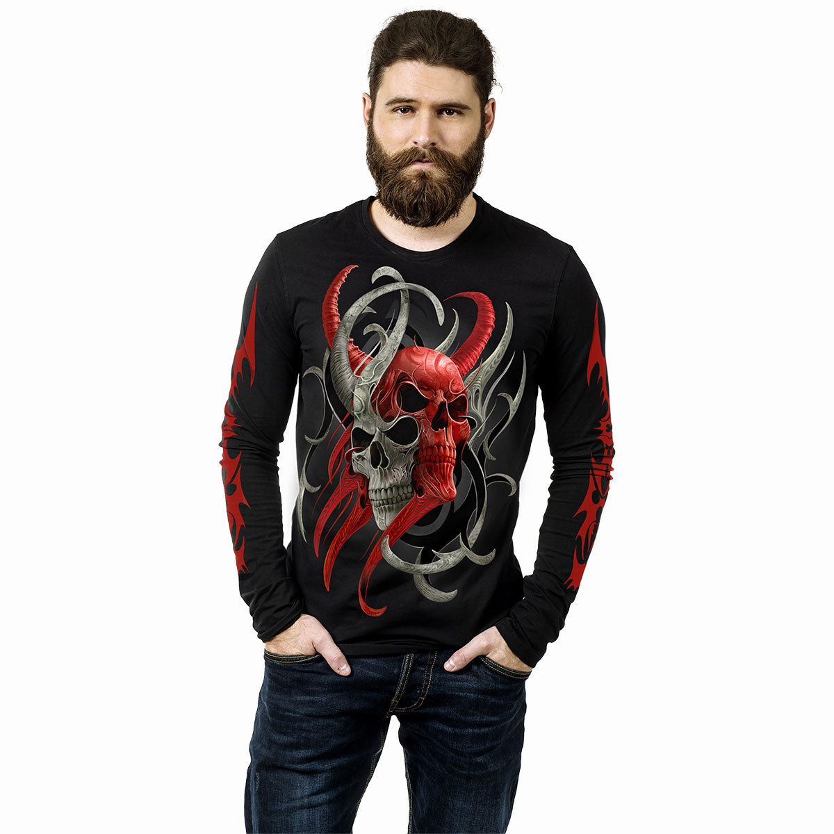 Langärmliges T-Shirt Spiral Skull Synthesis