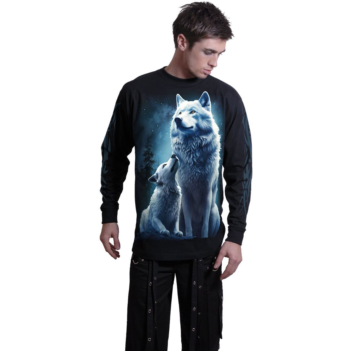 Langarm-T-Shirt Spiral Wolf Guardian