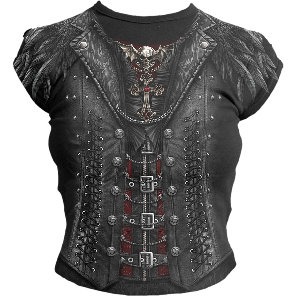 Tops - Kurzarm-Wickelshirt Spiral Gothess