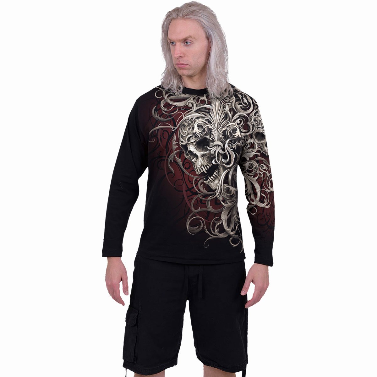 Long-sleeved T-shirt Spiral Skull Shoulder Wrap