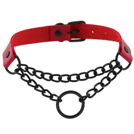 Choker Chains Ring rød - Fatima.Dk