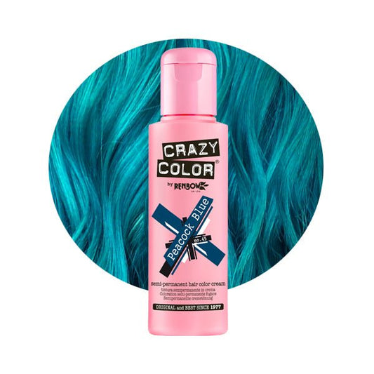 Crazy Color Hårfarve Peacock Blue (100ml) - Fatima.Dk