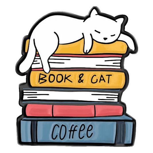 Pin Books, Cats, Coffee - Fatima.Dk