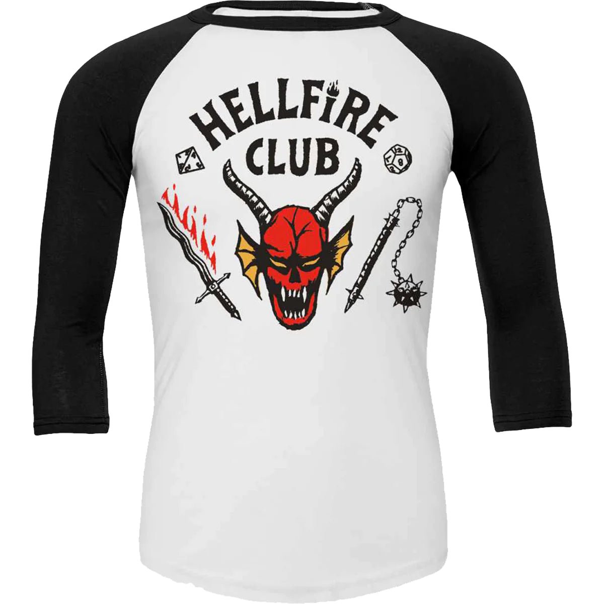 T-shirt 3/4 Ærme Stranger Things Hellfire Club - Fatima.Dk