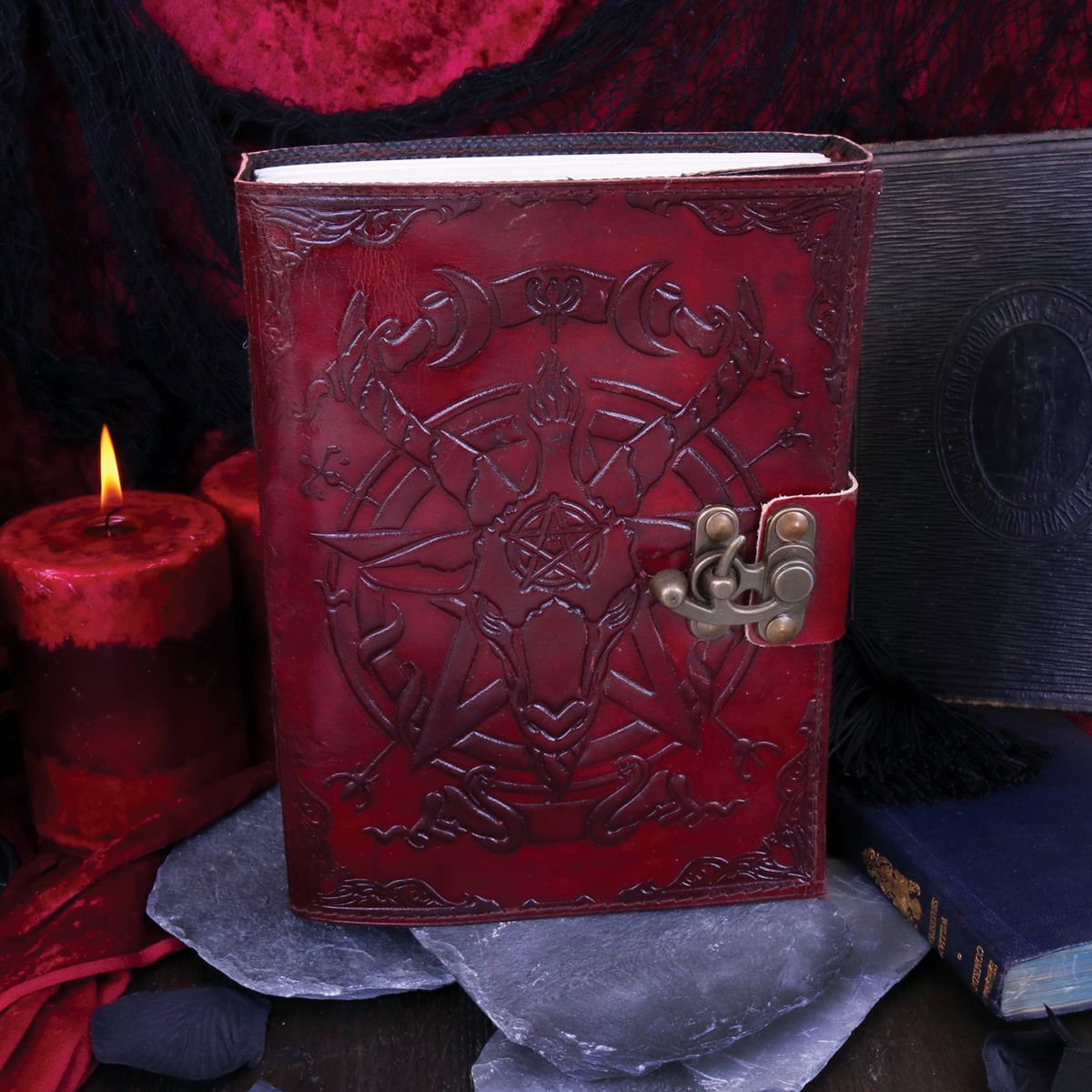 Baphomet Leather Journal (15 x 21cm) - Fatima.Dk