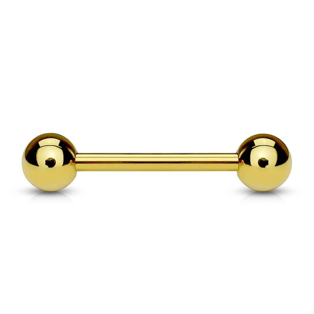 Barbell Stav til Tunge / Bryst / Industrial piercing Forgyldt - 316L Kirurgisk Stål - Fatima.Dk