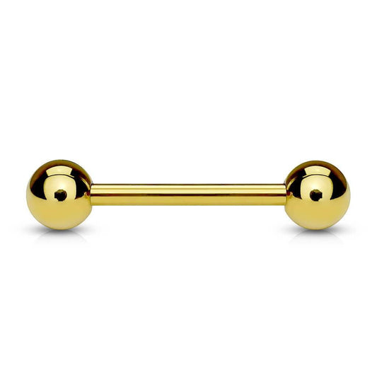 Barbell Stav til Tunge / Bryst / Industrial piercing Forgyldt - 316L Kirurgisk Stål - Fatima.Dk