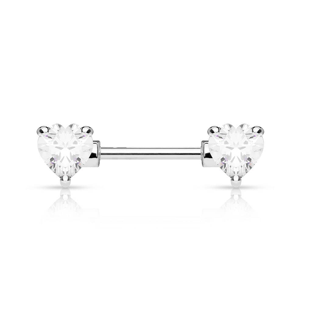 Brystpiercing Shiny Hearts - 316L Kirurgisk Stål - Fatima.Dk