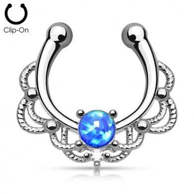 Fake Septum Stål Opal - Fatima.Dk