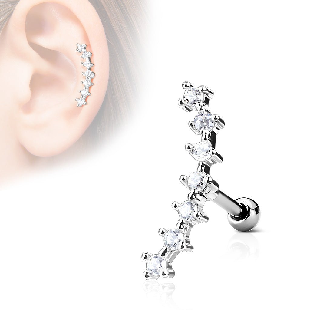 Labret Stav Curve med Sten - 316L Kirurgisk Stål - Fatima.Dk
