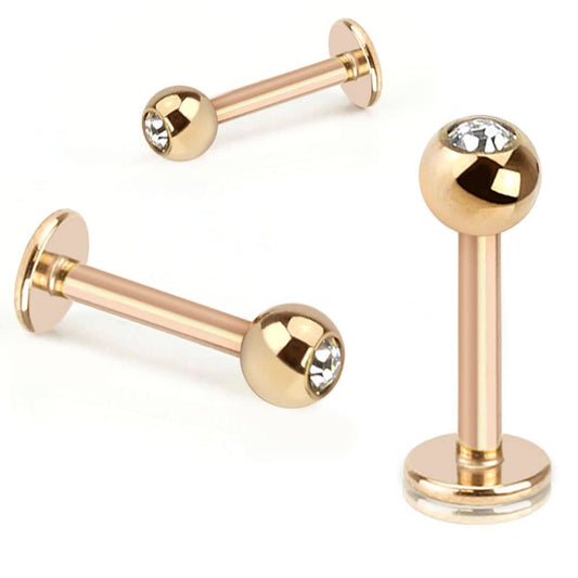 Labret Stav Rosa m. Sten - 316L Kirurgisk Stål - Fatima.Dk