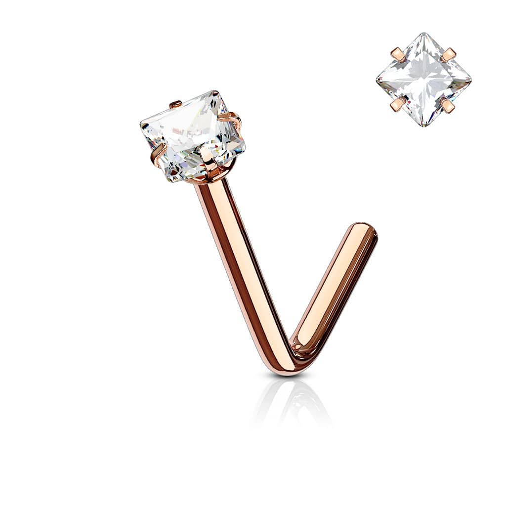 Næsefløjs Piercing Cut Rosa - 316L Kirurgisk Stål - Fatima.Dk