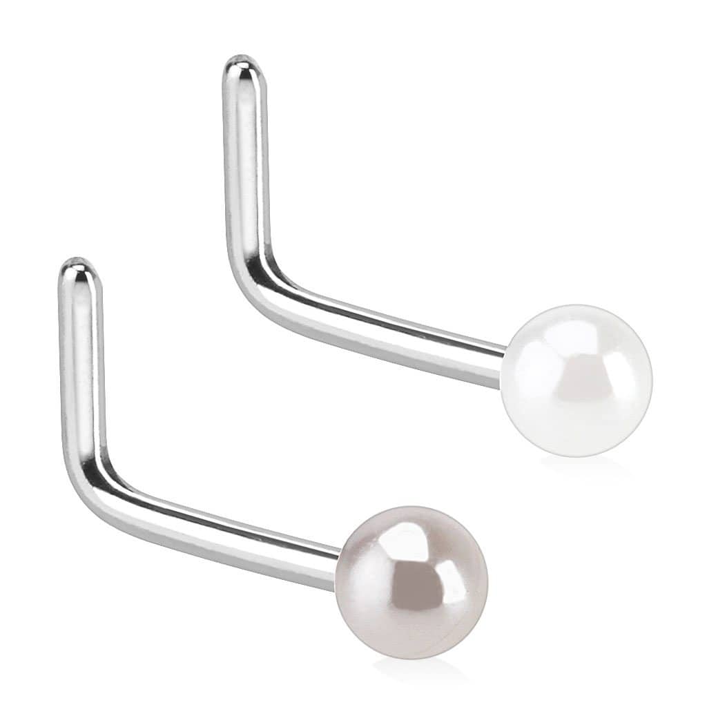 Næsefløjs Piercing - Pearl Bend - 316L Kirurgisk Stål - Fatima.Dk