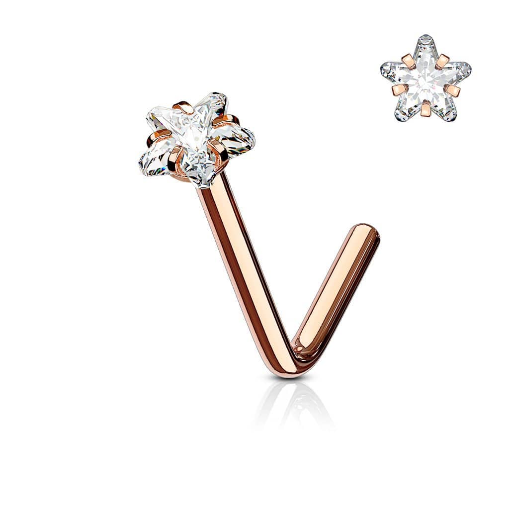 Næsefløjs Piercing Star Rosa - 316L Kirurgisk Stål - Fatima.Dk