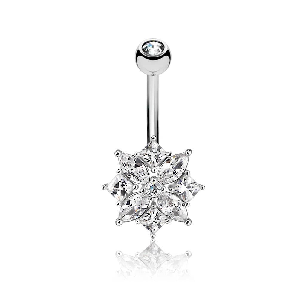 Navlepiercing Glitter Flower - 316L Kirurgisk Stål - Fatima.Dk