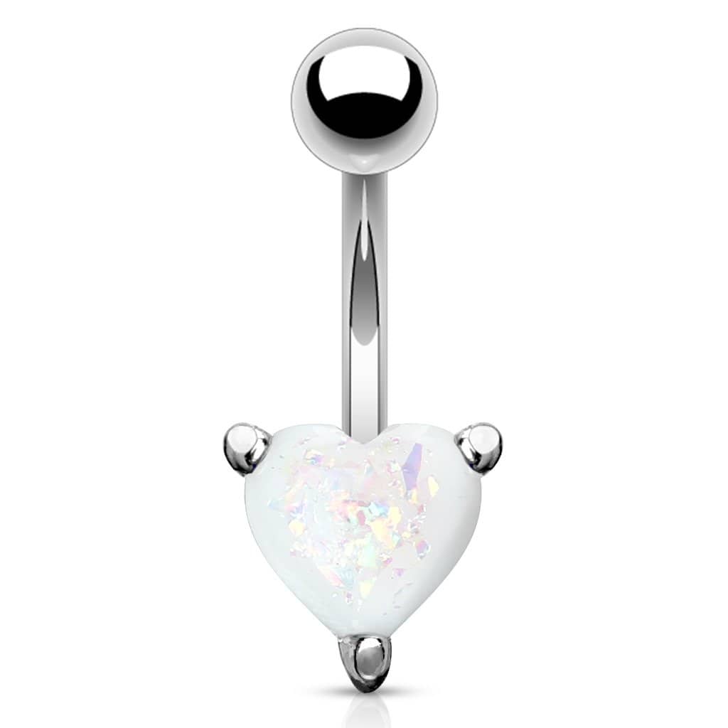 Navlepiercing Opal Heart - 316L Kirurgisk Stål - Fatima.Dk