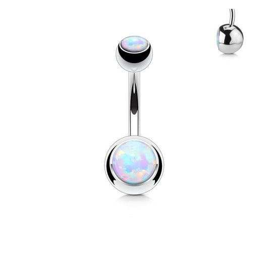 Navlepiercing Opal Hvid - 316L Kirurgisk Stål - Fatima.Dk