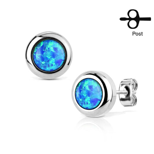 Øreringe Geometric Opal Blå - 316L Kirurgisk Stål - Fatima.Dk