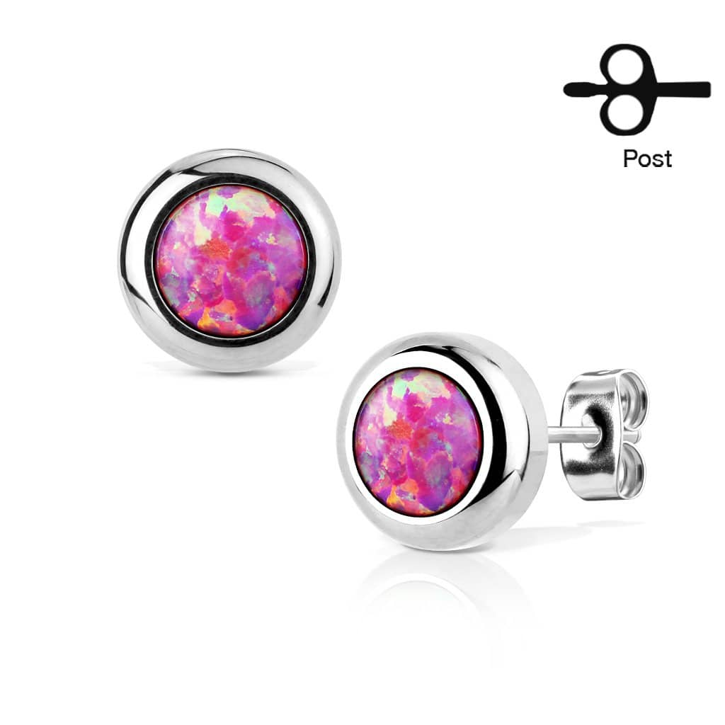 Øreringe Geometric Opal Pink - 316L Kirurgisk Stål - Fatima.Dk