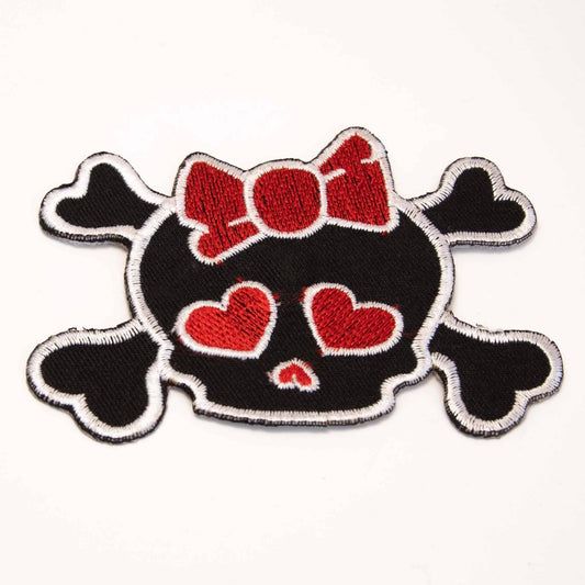 Patch Skull Rød Sløjfe Hjerter - Fatima.Dk