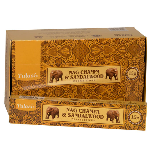 Røgelse Tulasi Nag Champa og Sandeltræ (15g) - Fatima.Dk
